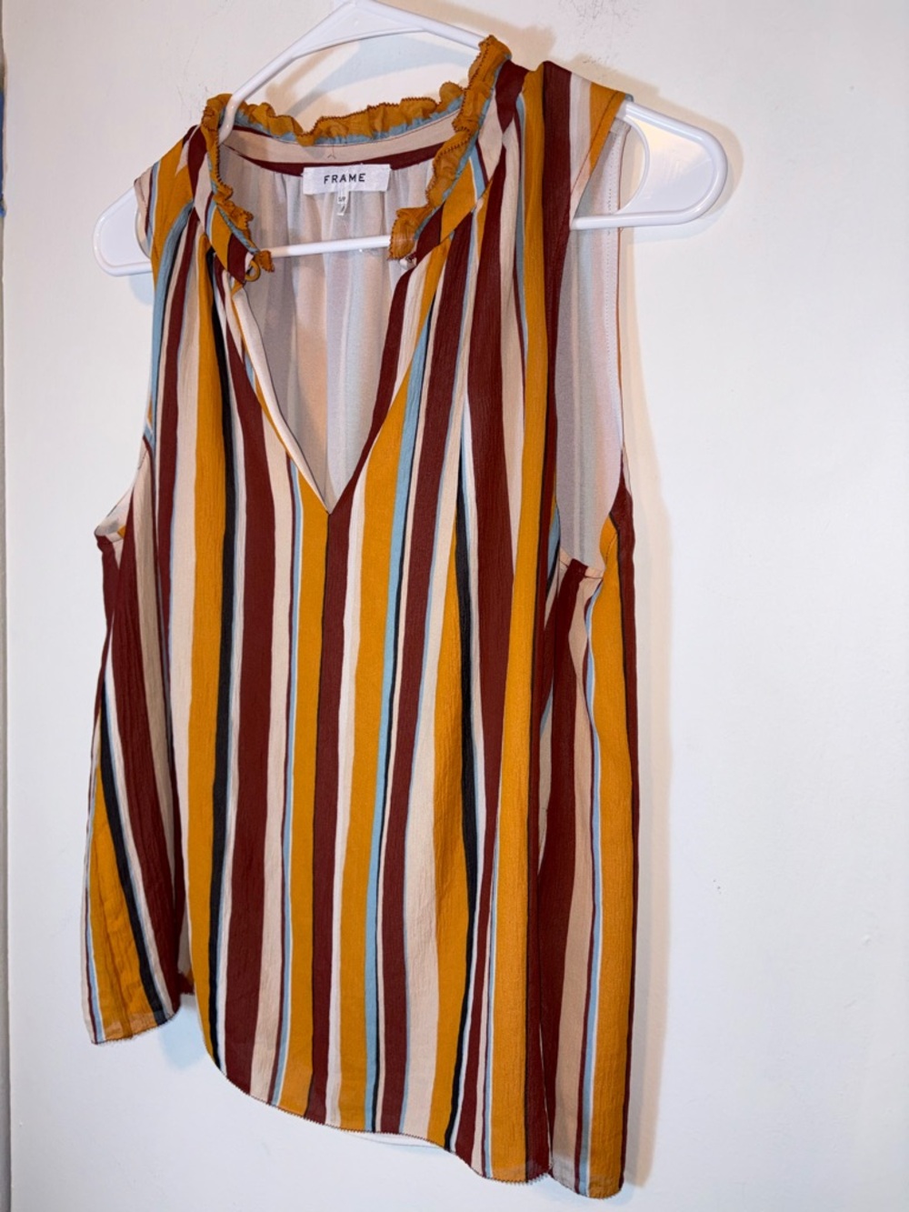 Frame Silk Striped Sleeveless Top Sunrise Multicolor Size S Flowy Lightweight - Picture 3 of 8